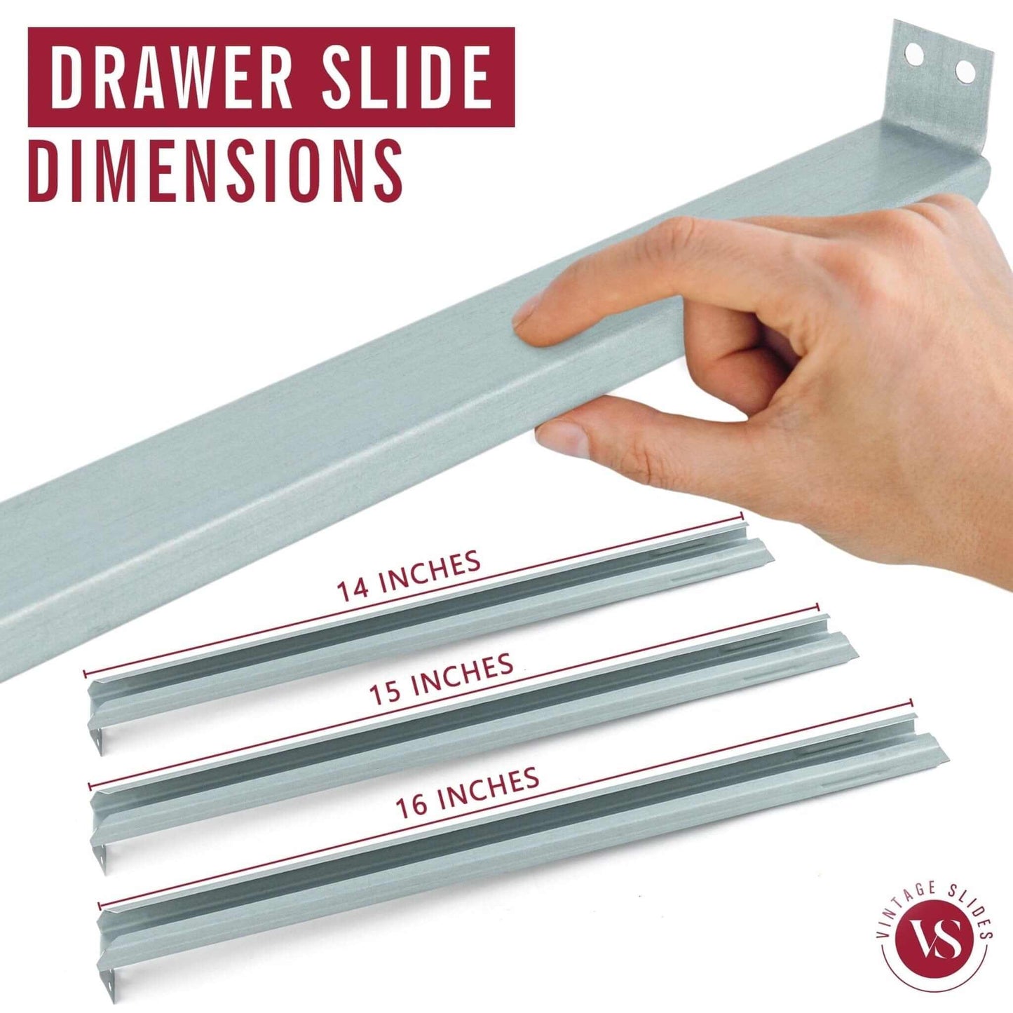 16-inch Basic Metal Drawer Slide, center under drawer track--(Corresponding wood slide sold separately) drawer slides Vintage Slides