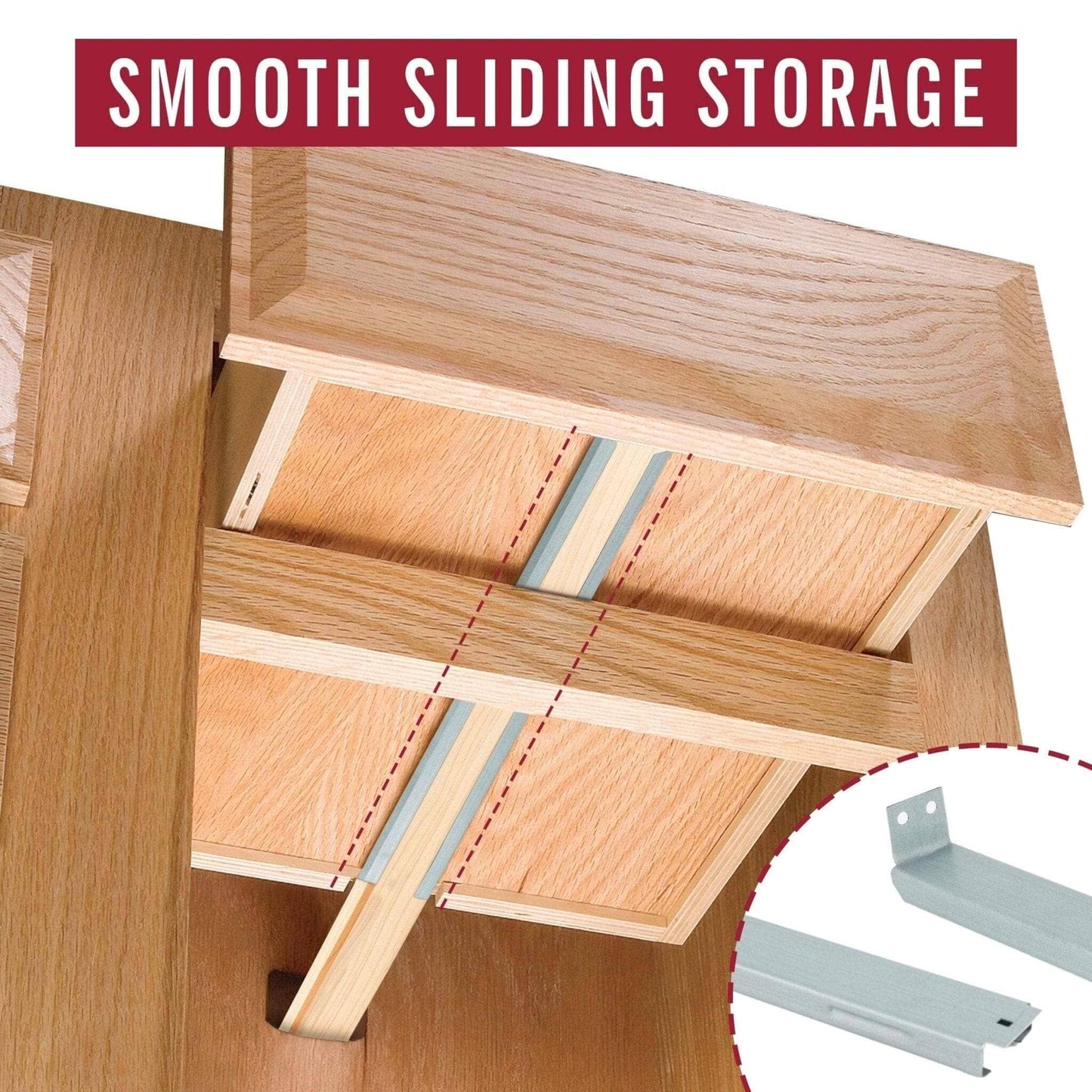 16-inch Basic Metal Drawer Slide, center under drawer track--(Corresponding wood slide sold separately) drawer slides Vintage Slides