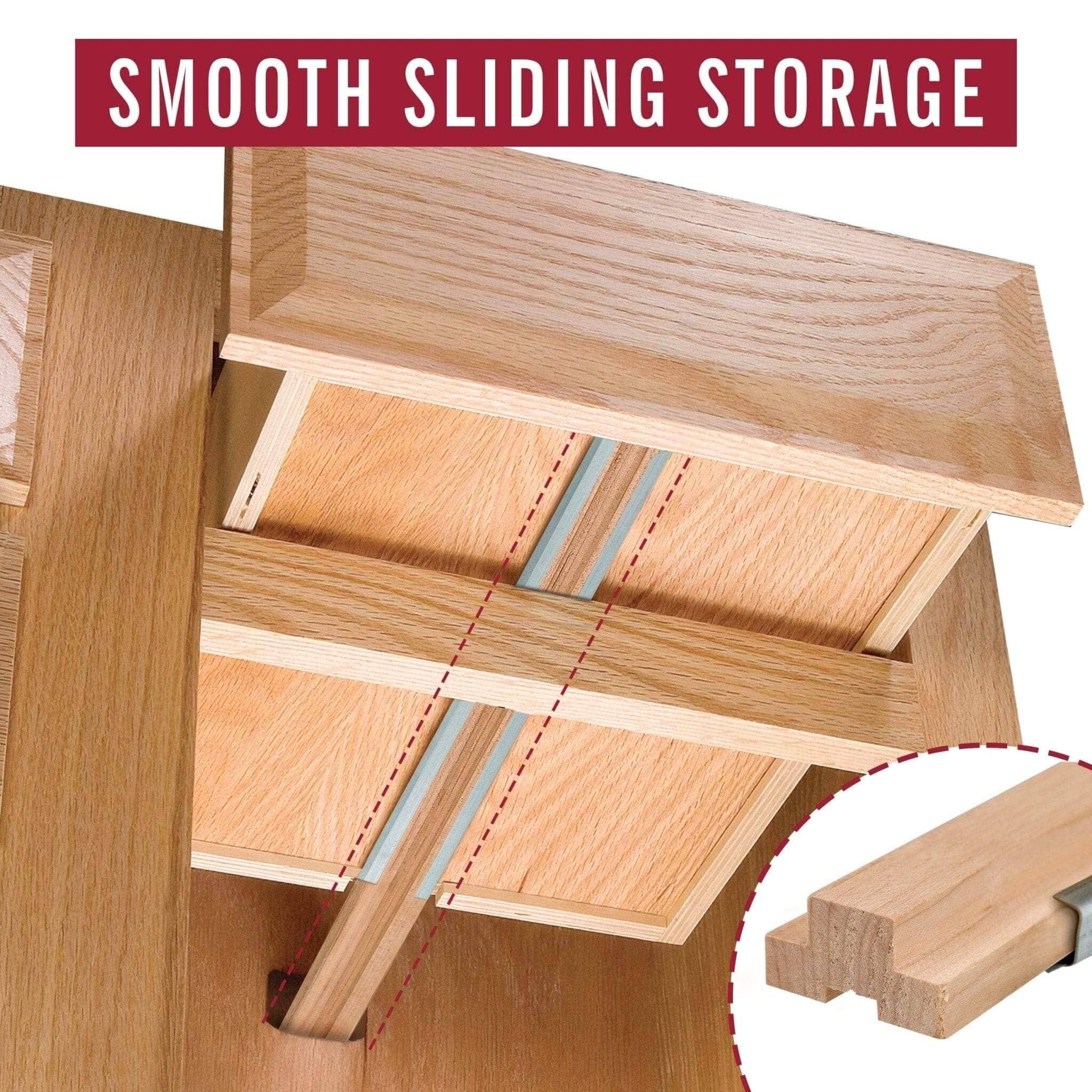 20-Inch U-shaped Vintage Wood Drawer Slide, Center Guide Track, cut to size, (Corresponding metal slide sold separately) Vintage Slides