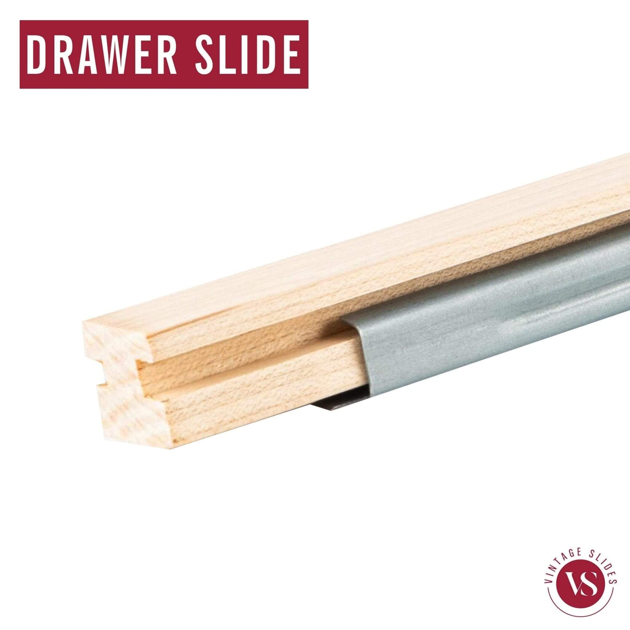 14 inch Basic Metal Drawer Slide, center under drawer track - Vintage Slides
