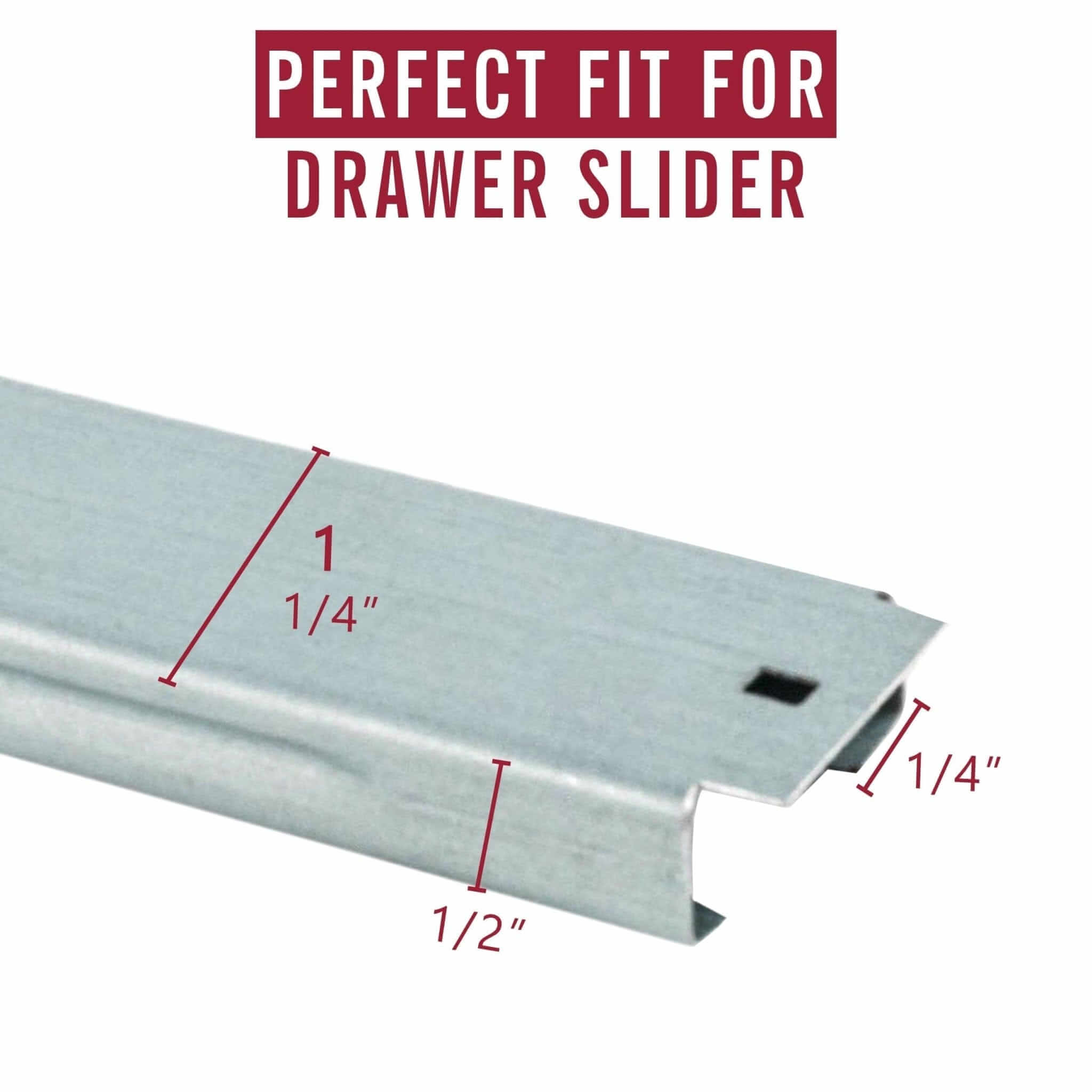 15 inch Basic Metal Drawer Slide, center under drawer track - Vintage Slides