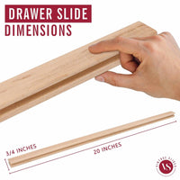20-Inch SKINNY Basic Vintage Wood Drawer Slide, Center Guide Track, cut to size, (Corresponding metal slide not available) Vintage Slides 