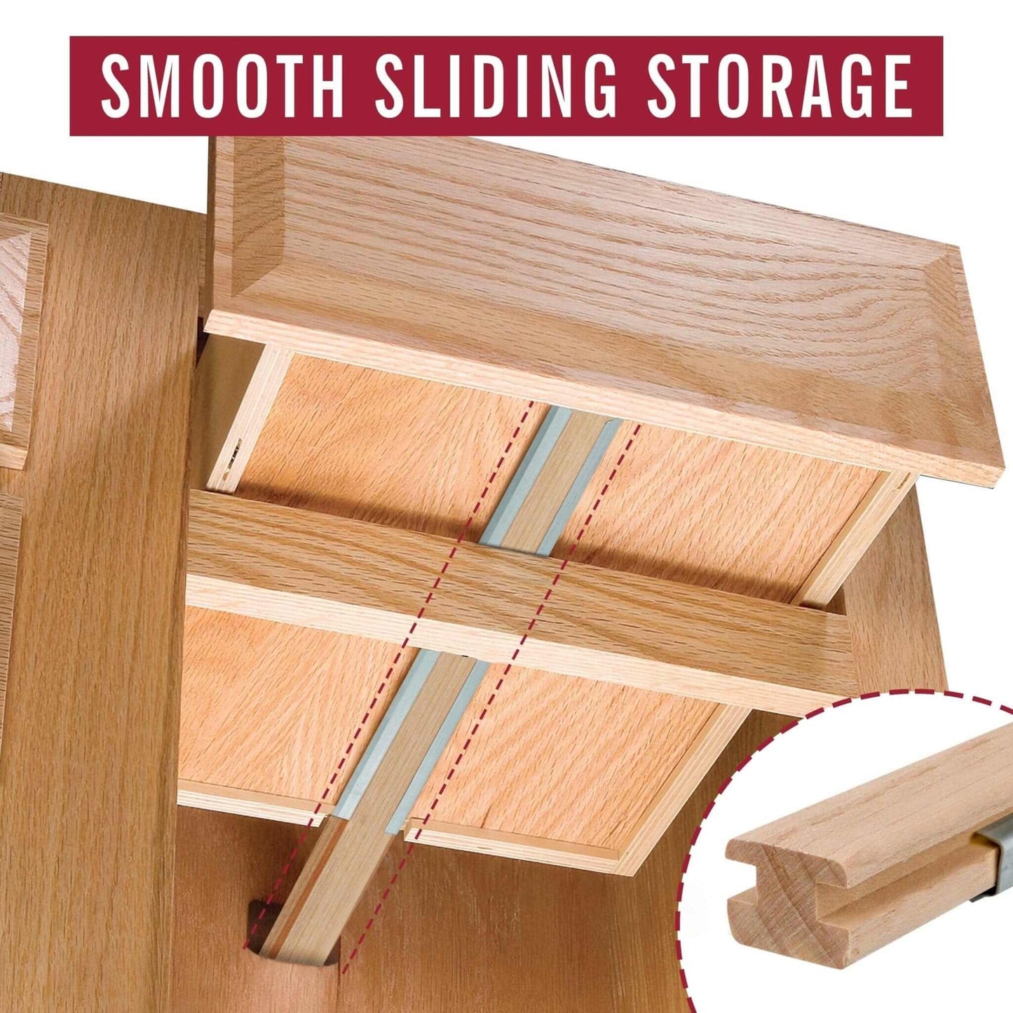 20-Inch SKINNY Basic Vintage Wood Drawer Slide, Center Guide Track, cut to size, (Corresponding metal slide not available) Vintage Slides 