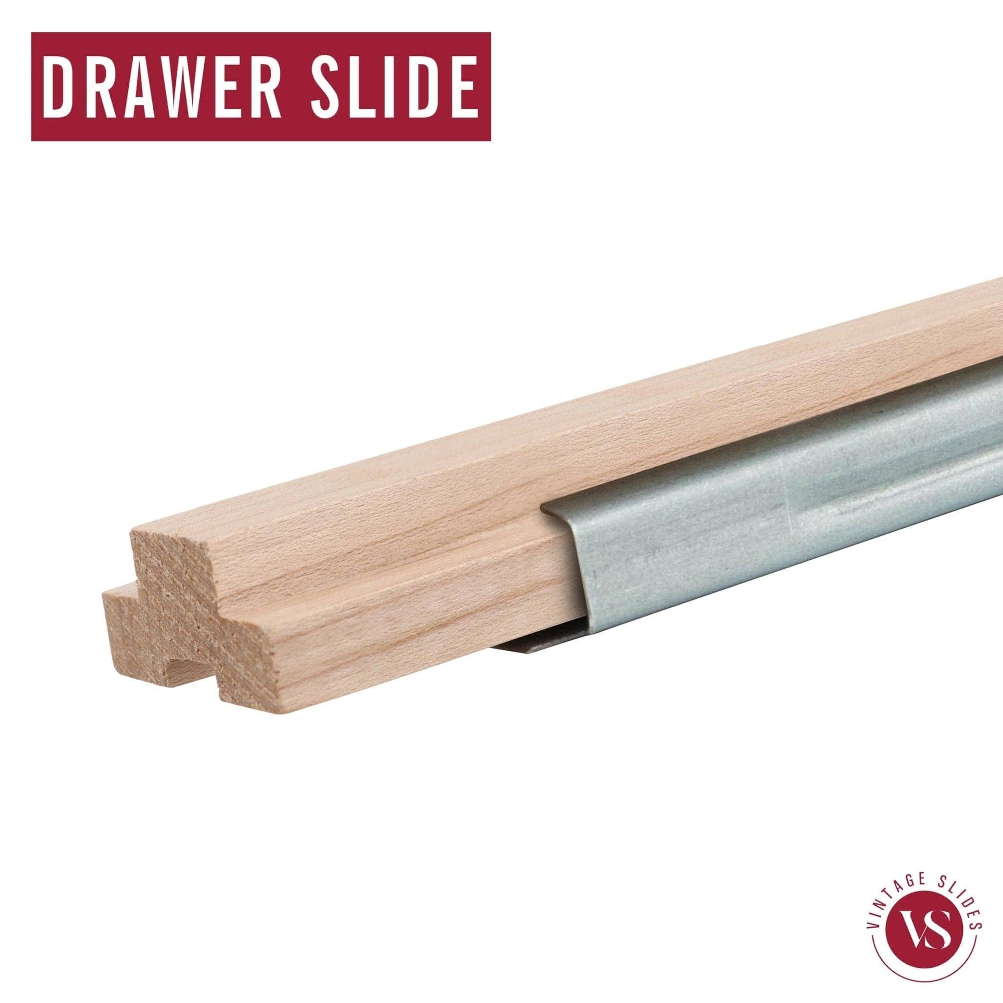 20-Inch U-shaped Vintage Wood Drawer Slide, Center Guide Track, cut to size, (Corresponding metal slide sold separately) Vintage Slides 